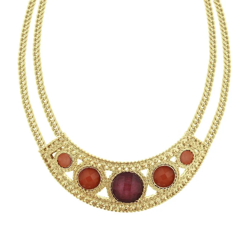 2028 Jewelry Mixed Berry Bib Collar Necklace 16" + 3" Extender