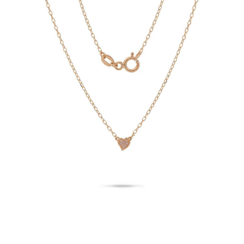 18" Diamond Pave Heart Necklace in Gold