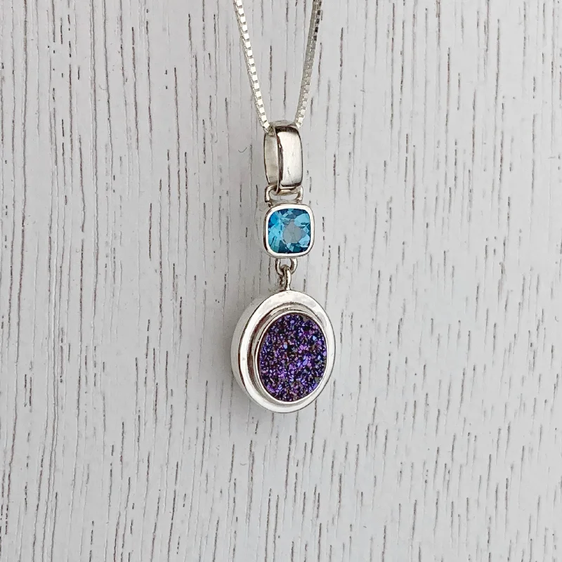 Druzy with Blue Topaz necklace