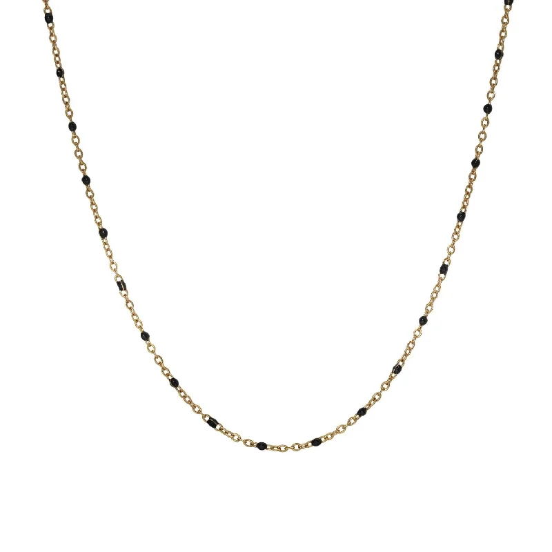 Black Enamel Dotted Necklace