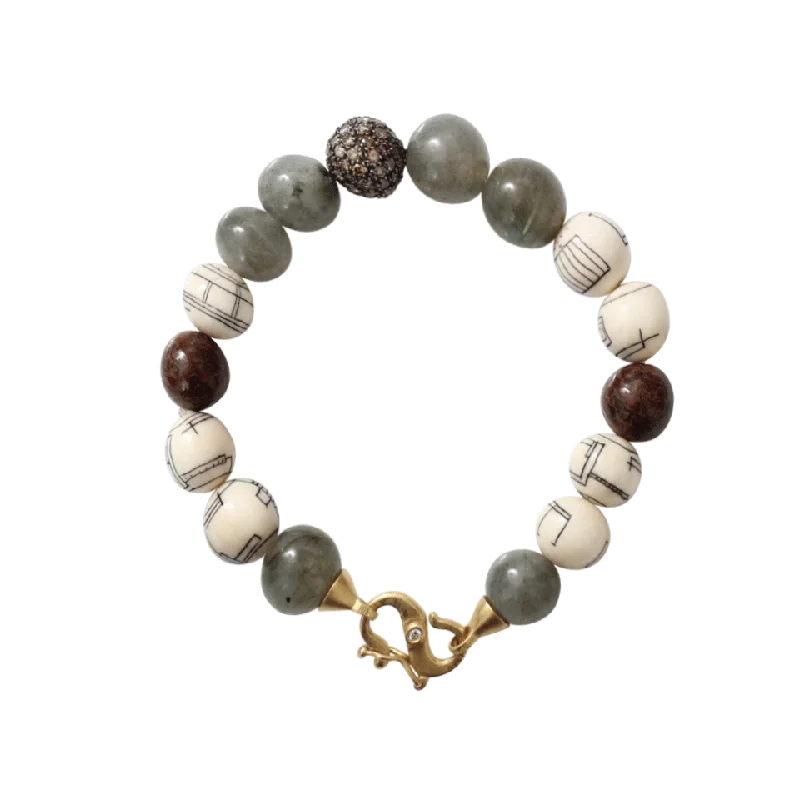 Fossilized Woolly Mammoth Bead Bracelet