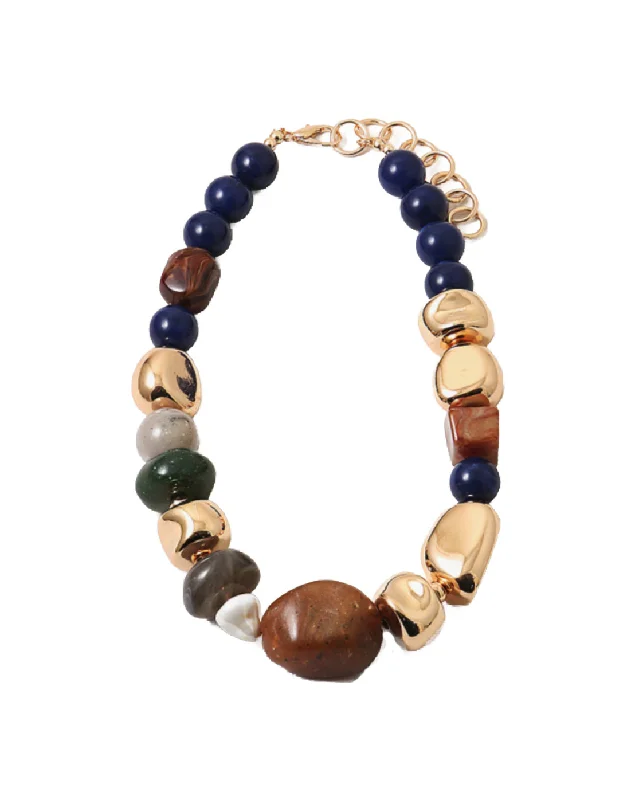 Ivy Navy/Brown Statement Necklace