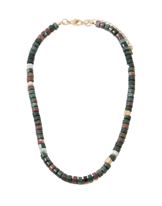 Jade Flat Beaded/Gold  Necklace