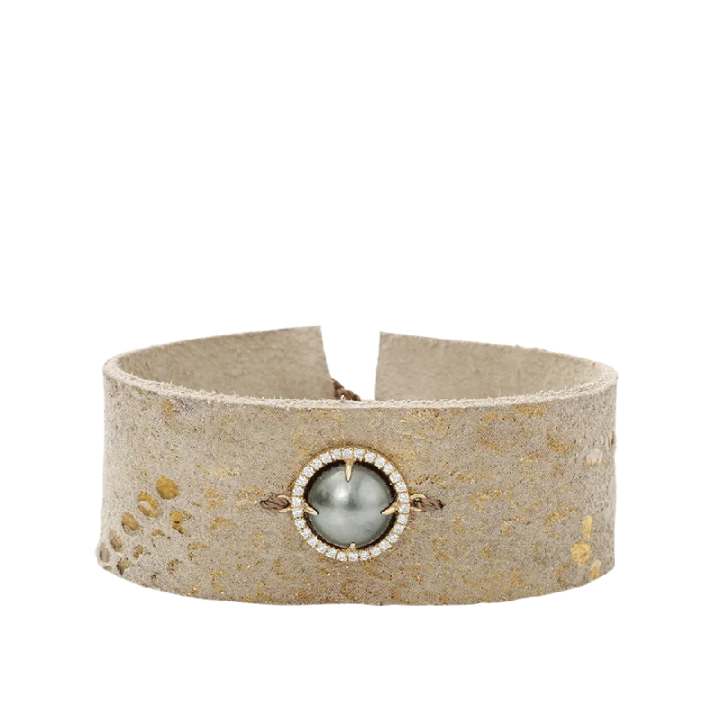 Pearl Slice Leather Bracelet