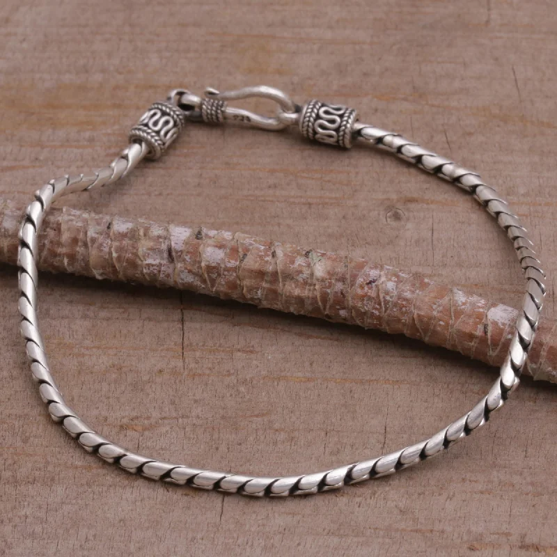 Regal Shine Artisan Crafted Sterling Silver Chain Bracelet from Bali