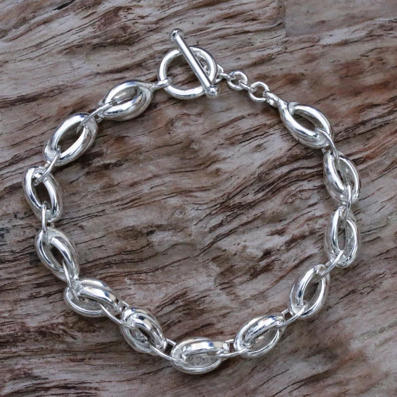 Shining Novas Sterling Silver Men's Link Bracelet from Indonesia