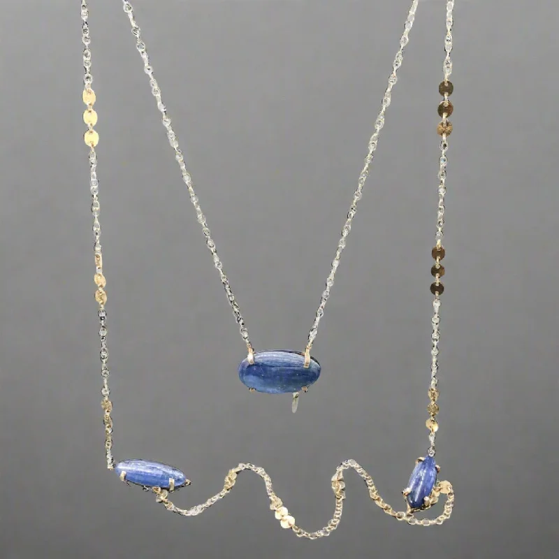 YGP Sterling Blue Kyanite Double Necklace Set