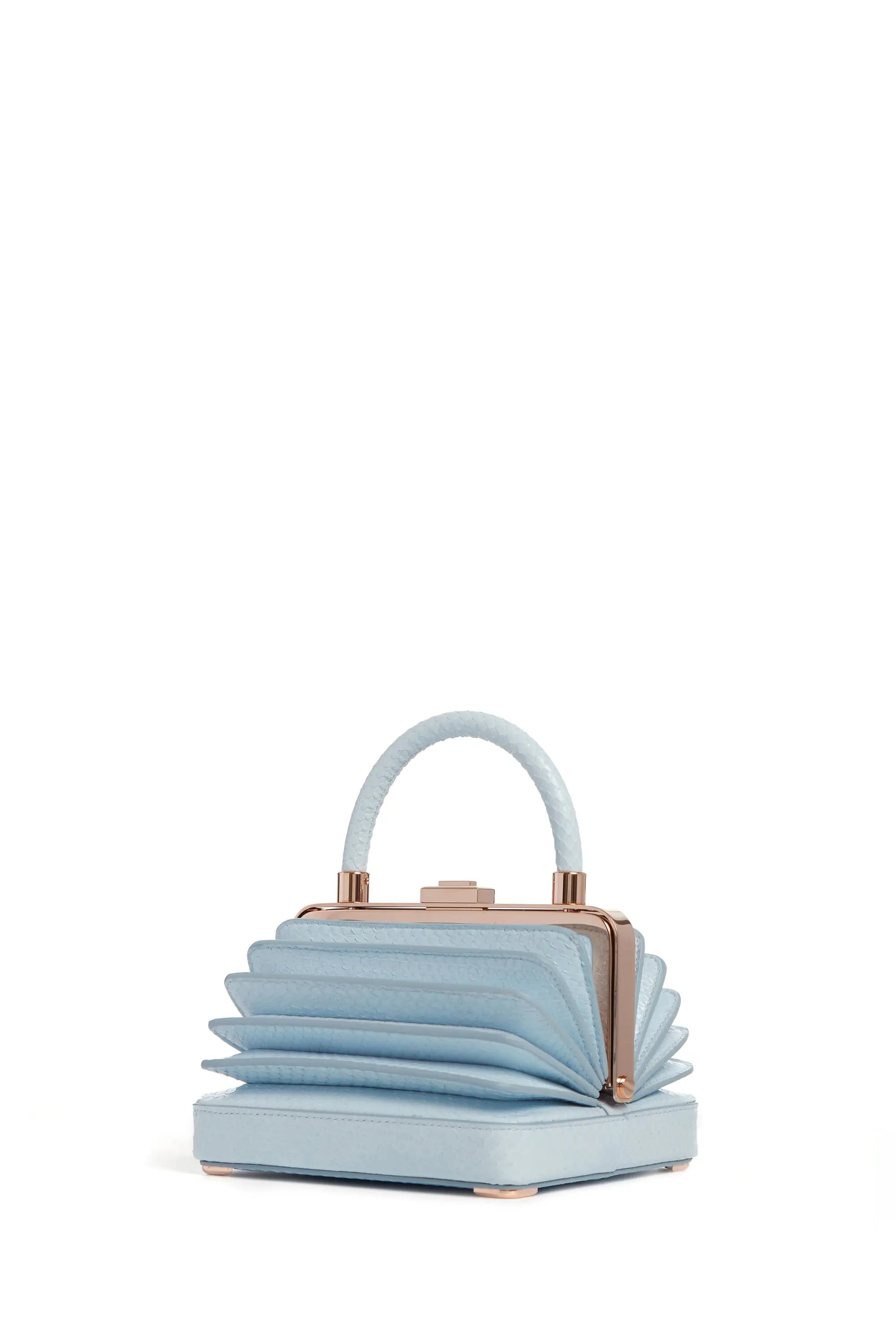 Small Diana Bag in Light Blue Snakeskin