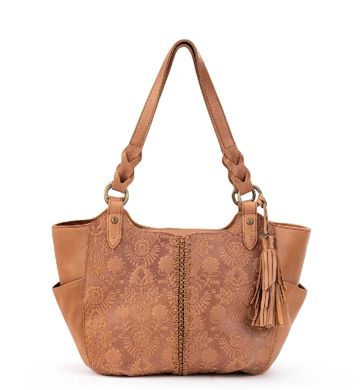 Leather - Tobacco Floral Embossed