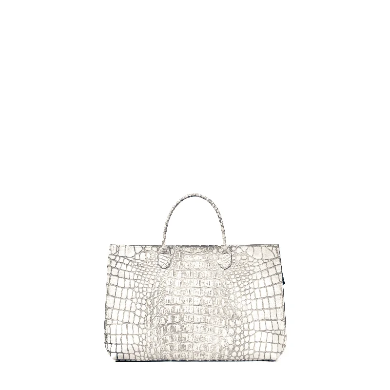 DAY BAG WHITE MIST EMBOSSED CROC