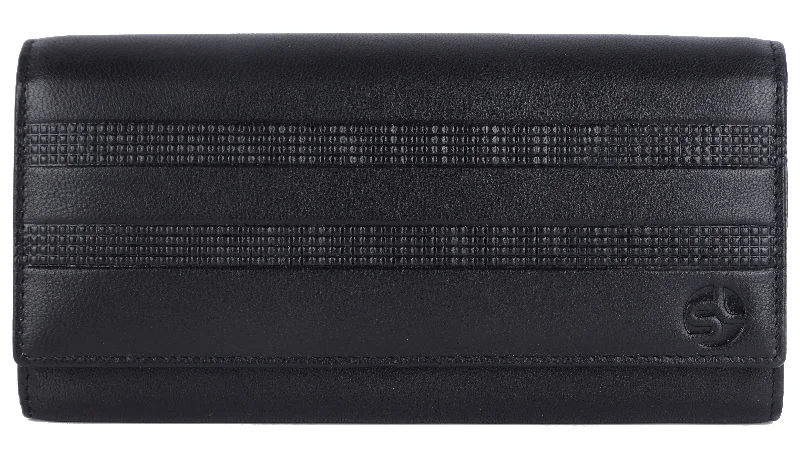 Ladies leather clutch 93711 (Black)