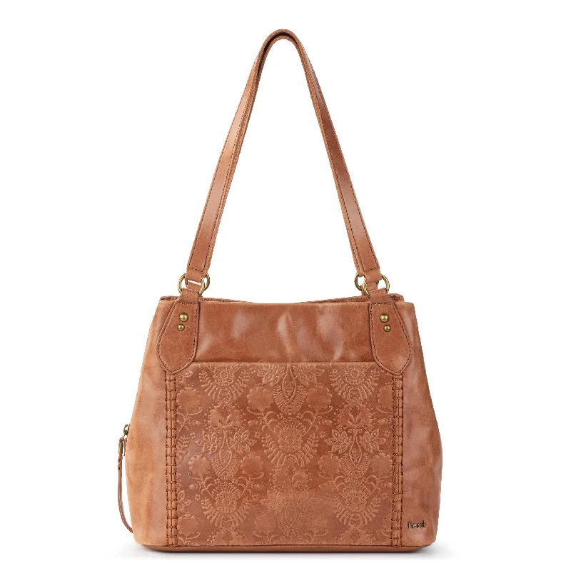 Leather - Tobacco Floral Embossed