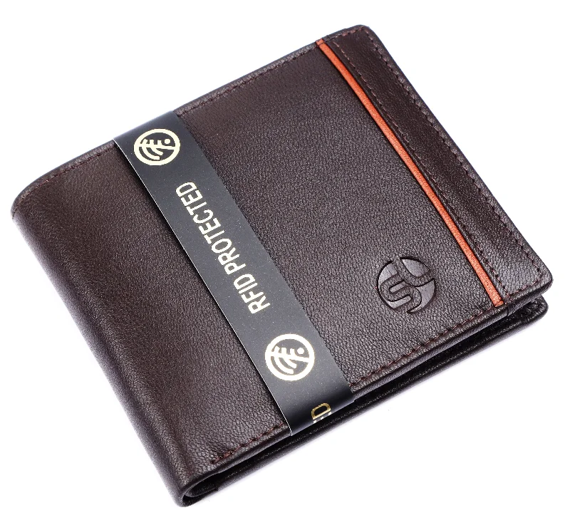 MENS LEATHER WALLET (RFID) 93710 (BROWN)