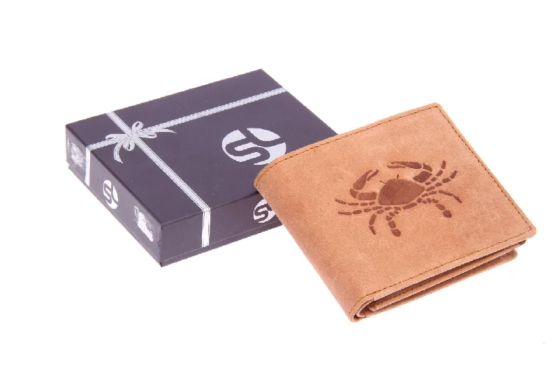 Mens leather wallet with zodiac sign 92957 (Cancer)