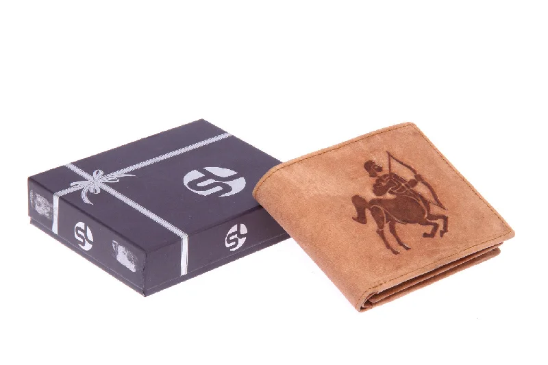 Mens leather wallet with zodiac sign 92957 (Sagittarius)