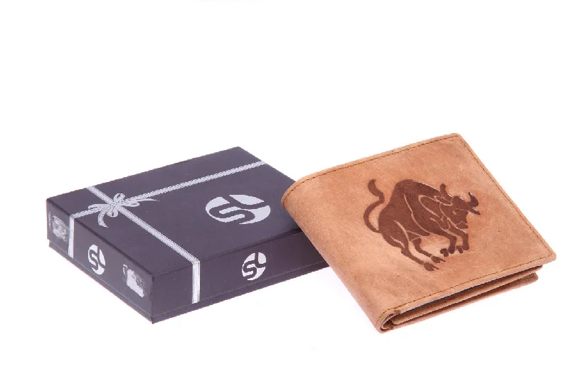 Mens leather wallet with zodiac sign 92957 (Taurus)