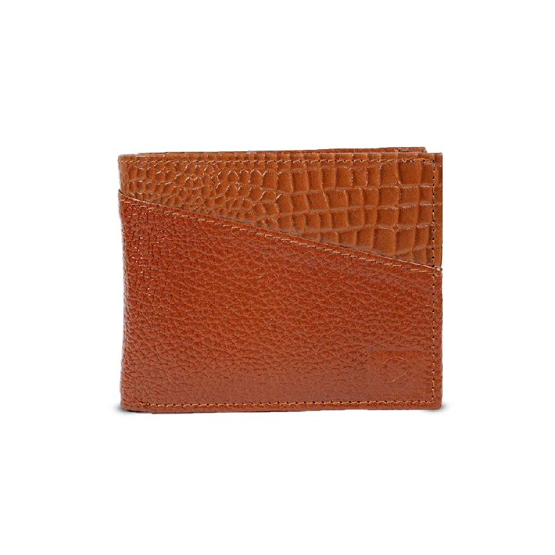 Men's Leather Wallet with Crocodile Print