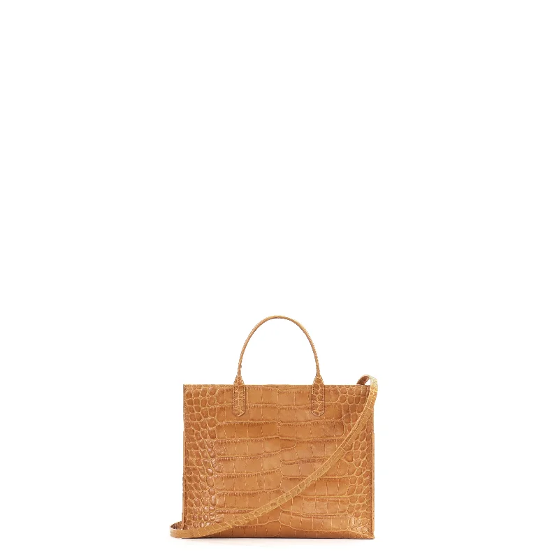 SMALL HARBOR TOTE CARAMEL EMBOSSED GATOR